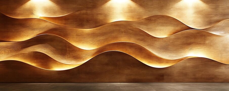 Golden wave wall interior design