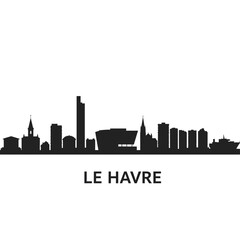 Naklejka premium Le Havre Skyline Vector with France.