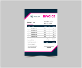 Obraz premium Invoice Template Design Blue And Pink Invoicing Quotes Money Bill Corporate modern minimal Business form Abstract Vector Illustration