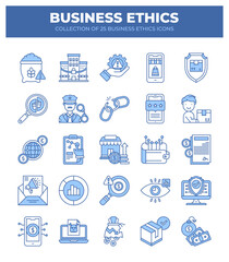 Collection of 25 Business Ethics Icons. A Guide to Ethical Business Practices
