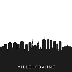 Naklejka premium Villeurbanne Skyline with Silhouette, France, and Cityscape.