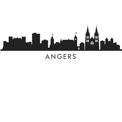 Fototapeta premium Angers skyline silhouette France city view.