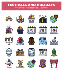 Obraz premium Collection of 25 Festivals and Holidays. A vibrant celebration of global cultures and traditions