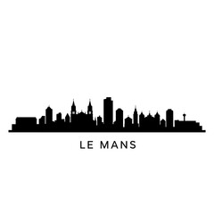 Le Mans city skyline with silhouette, France, and urban.