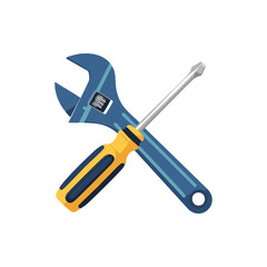 Wrench and Screwdriver Icon on White Background - Minimalist Tool Illustration.