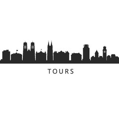 Tours France Skyline with Cityscape Silhouette.