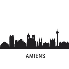 Naklejka premium Amiens City Skyline Vector with France, and Silhouette.