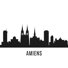 Amiens Skyline Silhouette with Black, and France.