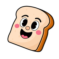 cute bread cartoon character vector illustration template design