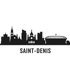 Naklejka premium SaintDenis skyline Black silhouette Vector.