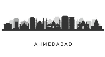 Obraz premium Ahmedabad India Skyline Silhouette.