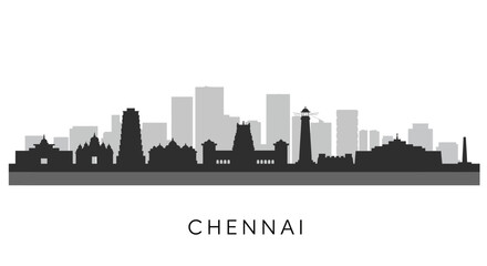 Fototapeta premium Chennai Skyline India City Silhouette Vector.