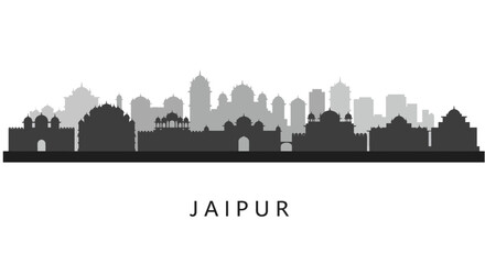 Fototapeta premium Jaipur Skyline Cityscape Silhouette Vector.