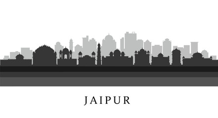 Fototapeta premium Jaipur Skyline India Silhouette Vector.
