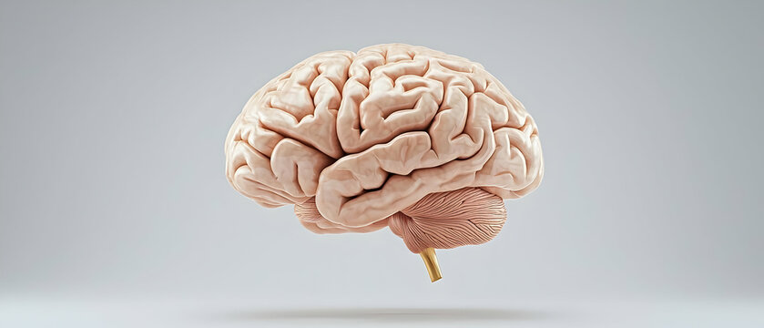 Detailed 3D Model Of Human Brain On Light Gray Background