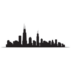Fototapeta premium Chicago city skyline horizontal banner. Black and white silhouette of Chicago city, USA. Vector template for your design. Vector black silhouette. with white background
