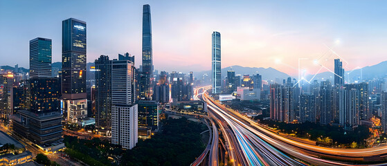 City Skyline Panorama at Dusk