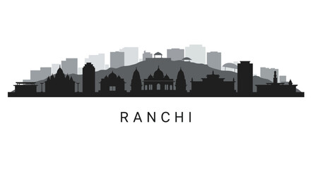 Obraz premium Ranchi Skyline Vector with India, Cityscape, and Silhouette.