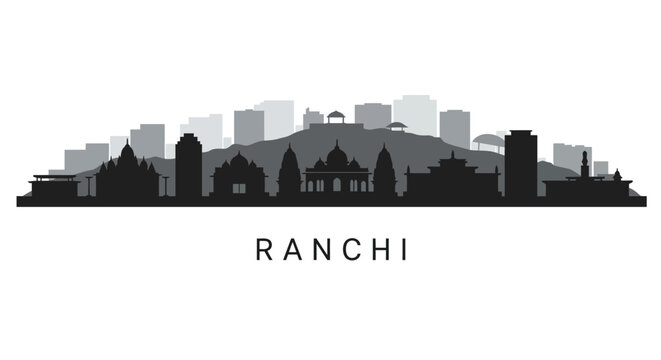 Ranchi Skyline Vector with India, Cityscape, and Silhouette.