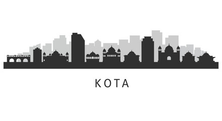 Kota with India Skyline Silhouette Cityscape vector.