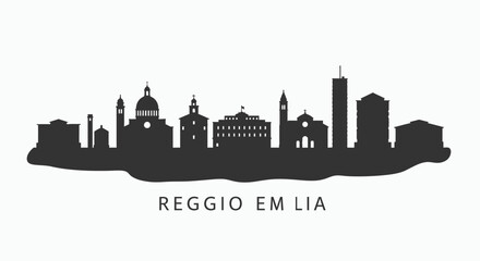 Fototapeta premium Reggio Emilia with Italy Skyline, and Cityscape Silhouette.