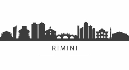 Naklejka premium Rimini Skyline Cityscape Silhouette Vector.