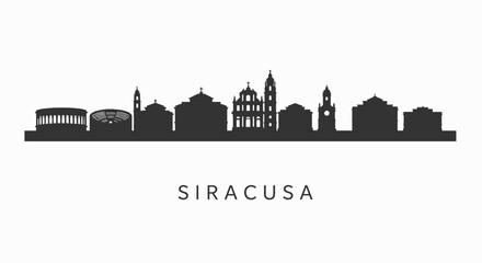 Siracusa skyline with city silhouette, Italy, and minimal.