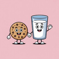 Illustration of cookies and milk cherecter 