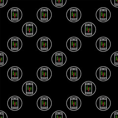 Trading on Smartphone vector round seamless pattern in outline style