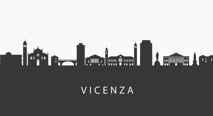 Naklejka premium Vicenza Skyline with Italy Cityscape Silhouette.