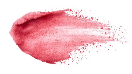 Crimson paint stroke, abstract shape, isolated on white background.