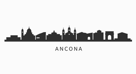 Fototapeta premium Ancona skyline silhouette with Italy city view.