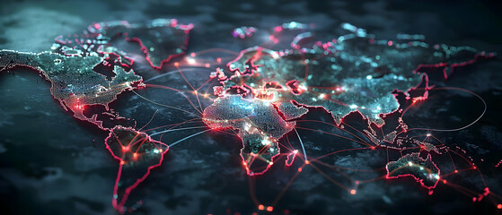 Global Network Connections World Map