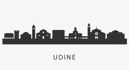 Obraz premium Udine Cityscape Silhouette with Italy.