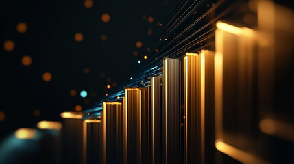 Obraz premium Golden Abstract Bars with Glowing Lights and Futuristic Vibes