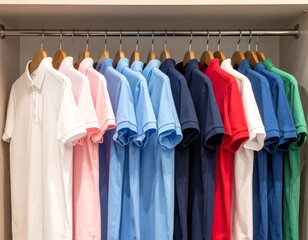 polo shirts on display for sale in a clothing store AI generated