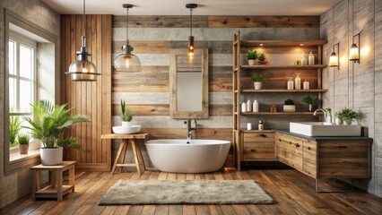 Modern bathroom with rustic charm, rustic bathroom
