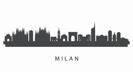 Naklejka premium Milan Skyline Silhouette with Italy, and Urban View.