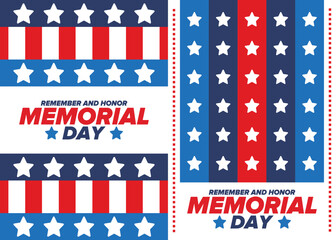 Obraz premium Memorial Day in United States. Remember and Honor. Federal holiday for remember and honor persons who have died while serving in the United States Armed Forces. Celebrated in May. Vector poster