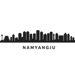 Fototapeta premium Namyangju with Korea skyline Black silhouette.