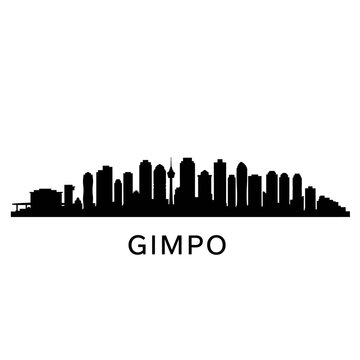 Gimpo with South Korea City Skyline Silhouette.