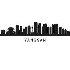 Fototapeta premium Yangsan Skyline Black city silhouette.