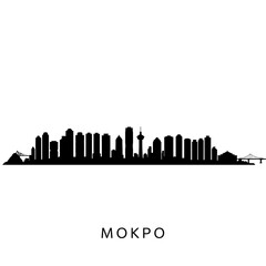 Fototapeta premium Mokpo skyline with South Korea Black silhouette.