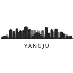 Naklejka premium Yangju with South Korea City Skyline Silhouette.