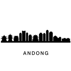 Naklejka premium Andong with South Korea City Skyline Silhouette.