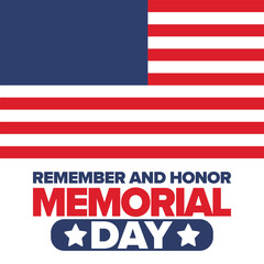 Naklejka premium Memorial Day in United States. Remember and Honor. Federal holiday for remember and honor persons who have died while serving in the United States Armed Forces. Celebrated in May. Vector poster