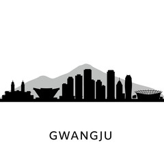 Fototapeta premium Gwangju skyline with South Korea, Cityscape, and Silhouette.