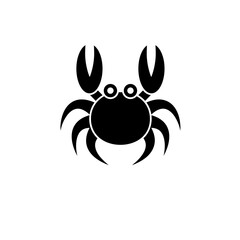 Sea or Ocean Crab, Marine Exotic Seafood Solid Flat Vector Icon Isolated on White Background.