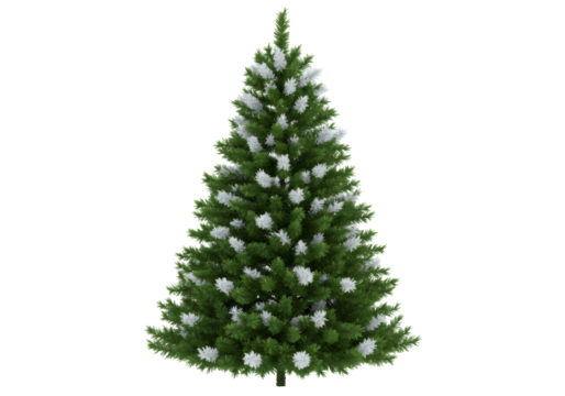 雪に覆われた緑のクリスマスツリー透明な背景で休日の装飾と冬の季節のお祝い - Powered by Adobe