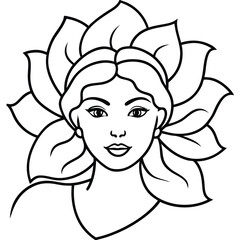 A Beautiful And Serene Line Drawing Of A Woman With Delicate Features